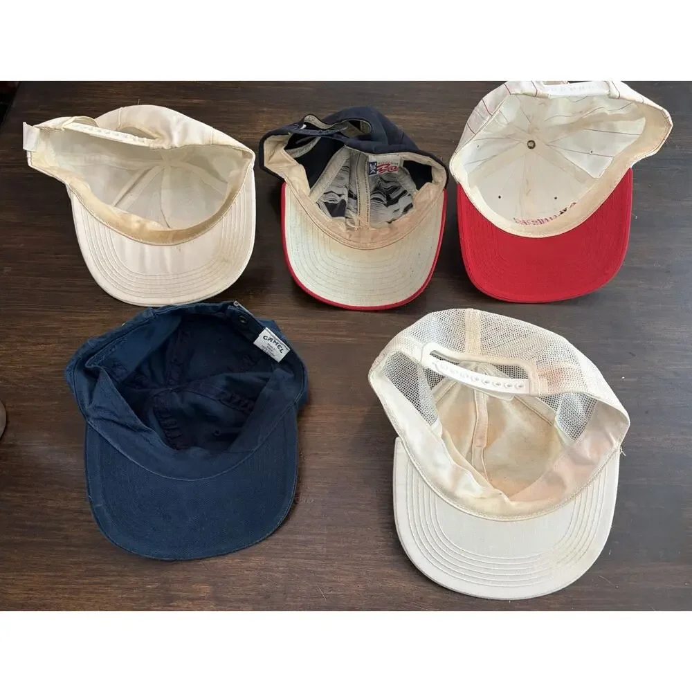 (6) Vintage Camel Baseball Hats Skoal Braves Promotional Advertising Cotton 90s